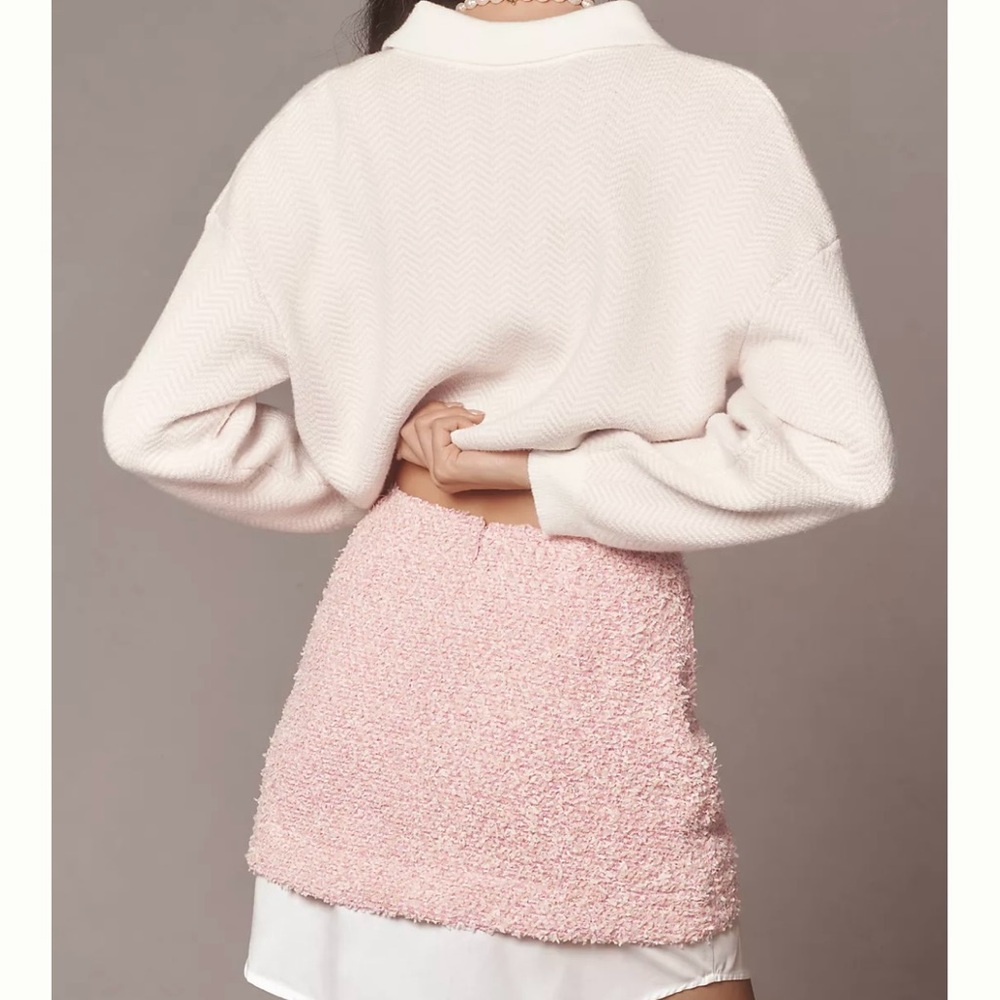 Maeve Tweed Mini Skirt -Pink Combo - Anthropology - Picture 3 of 3